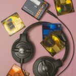 Headphones and a walkman on a pink background