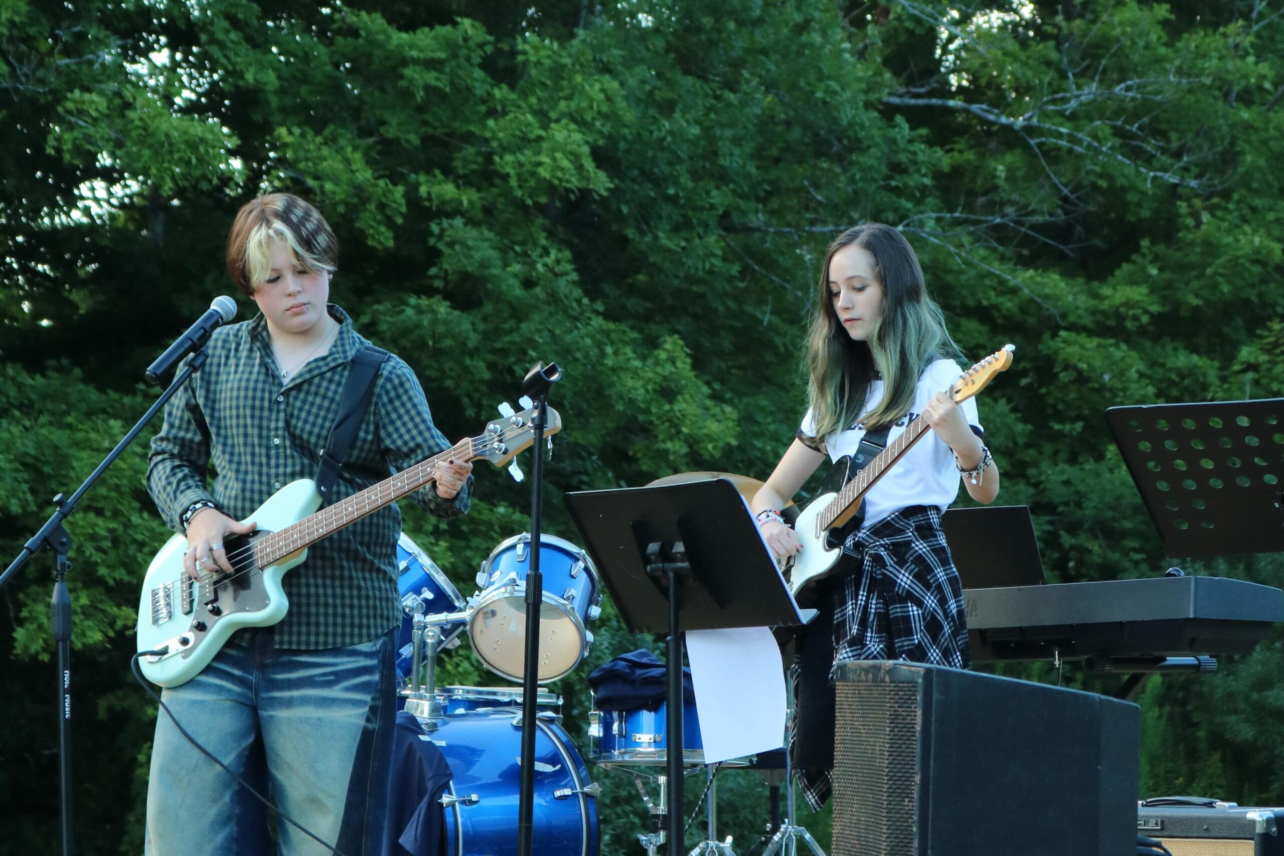 The band In Another Mind playing a song on set