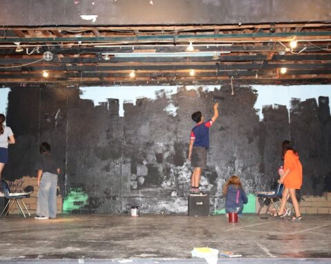 Kids painting set for their theater performance